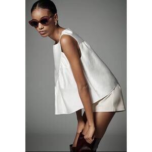 Anthropologie White Mare Mare Shirred Top M